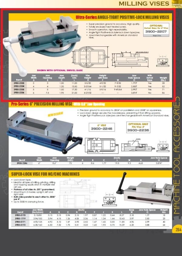 3” Angle Lock Milling Machine with swivel base - Image 3