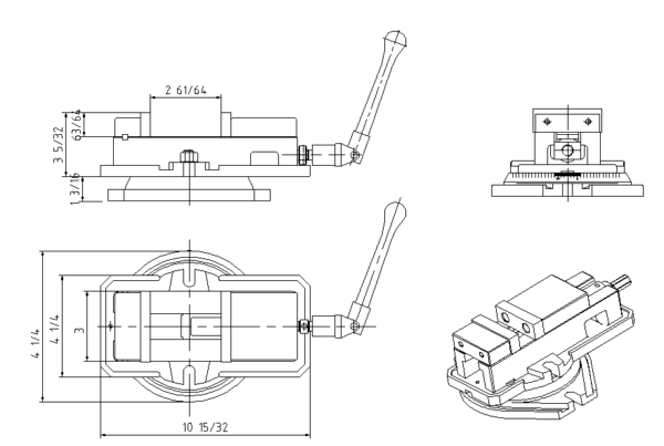 3” Angle Lock Milling Machine with swivel base - Image 4