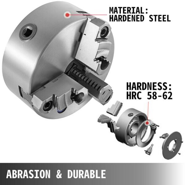 10" 3 Jaw Lathe Chuck Self-Centering Reversible Jaw Thru Hole 3.15" Plain Back - Image 2