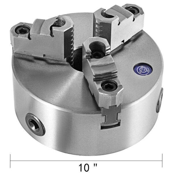 10" 3 Jaw Lathe Chuck Self-Centering Reversible Jaw Thru Hole 3.15" Plain Back - Image 8