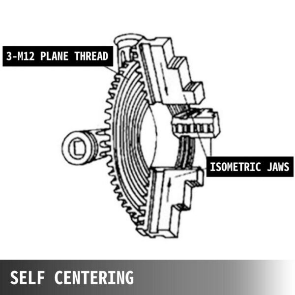 10" 3 Jaw Lathe Chuck Self-Centering Reversible Jaw Thru Hole 3.15" Plain Back - Image 3