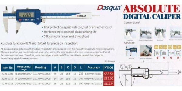 Best Digital Vernier Caliper Absolute DASQUA 0-300MM/0-12 - Image 2