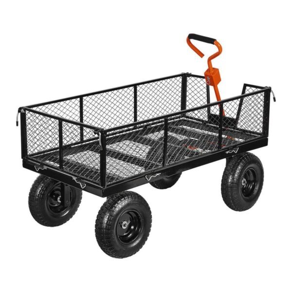 1200 lb. Capacity Steel Utility Cart with Sides Troley 4 Wheel - Image 4