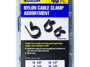Black Nylon Cable Clamp Organized Set 40 Piece Home or Office