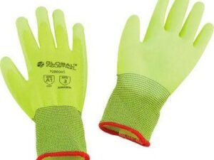 Global Industrial Flat Polyurethane Coated Gloves Hi-Viz Lime Small - Pkg Qty 12