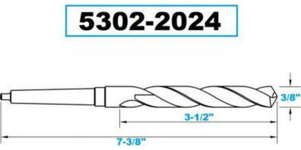 3/8 X 3-1/2 X 7-3/8 in 2MT Drill Bits Taper Shank HSS 118 degree Point Black Oxide - Image 4