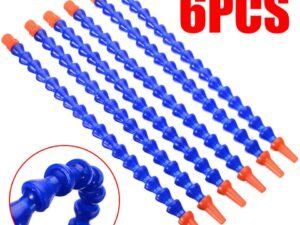 6pcs Adjustable Oil Coolant Hose 1/4 Plastic Round Nozzle Flexible Water Oil Cooling Pipes Hoses For CNC machine 12"/300mm