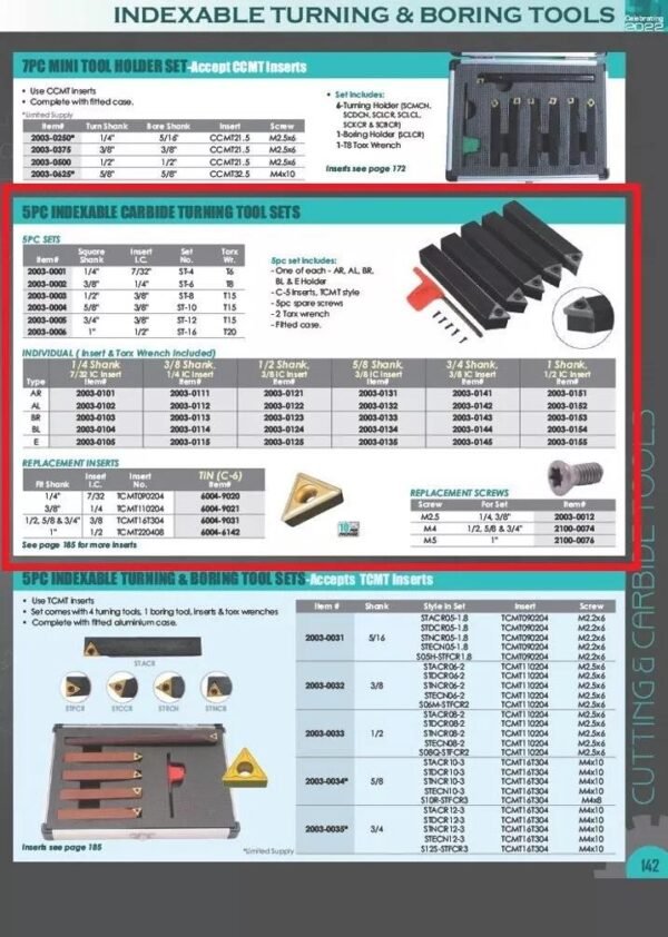 5/8" Indexable Turning Tool Holder Set 5 pieces - Image 3