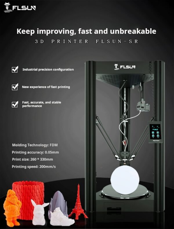 Fusen FLSUN SR High Speed 3D Printer 150mms Auto Leveling FDM High Precision 3d Printer