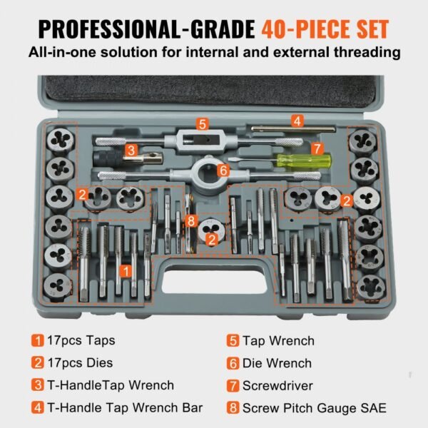 40-Piece SAE All-in-One Tap & Die Set with wrench - Image 6