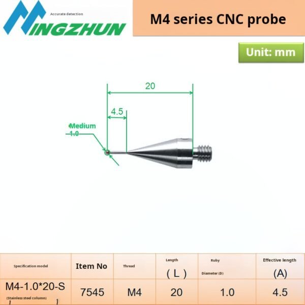 M4 Thread CNC Probe Stylus  0.5mm and 1.0mm Ruby Ball Variants  Renishaw Compatible - Image 6