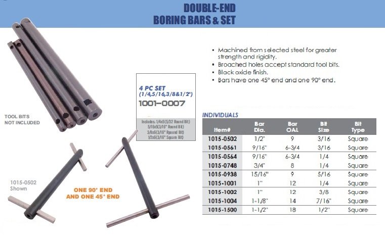 9/16 X 6-3/4X 1/4(SQ BIT) INCH DOUBLE END BORING BAR (90/45 DEGREE) (1015-0564) - Image 3