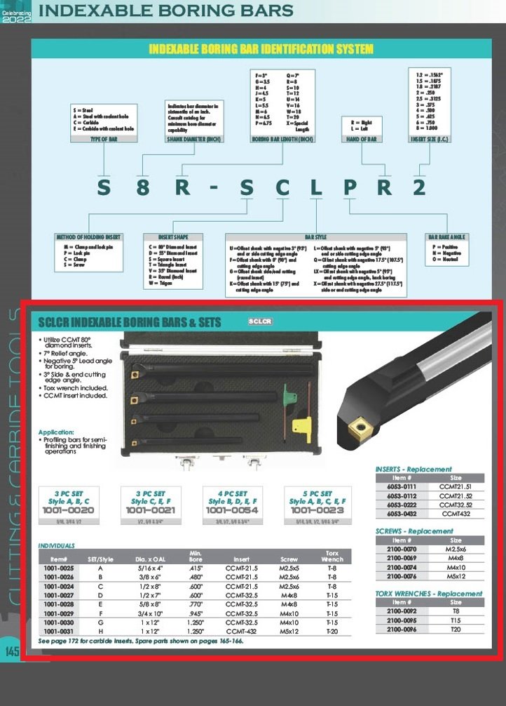 1X12 INCH SHANK S-SCLCR16T-4 INDEX BORING BAR WITH INSERT (1001-0031) - Image 5