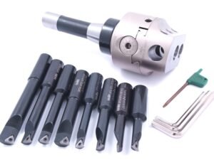 3 PC INDEXABLE BORING TOOL SET (3 IN HEAD & R8 & 3/4IN 8PC BORING BARS)..see 1906-0205.. (1001-0205)