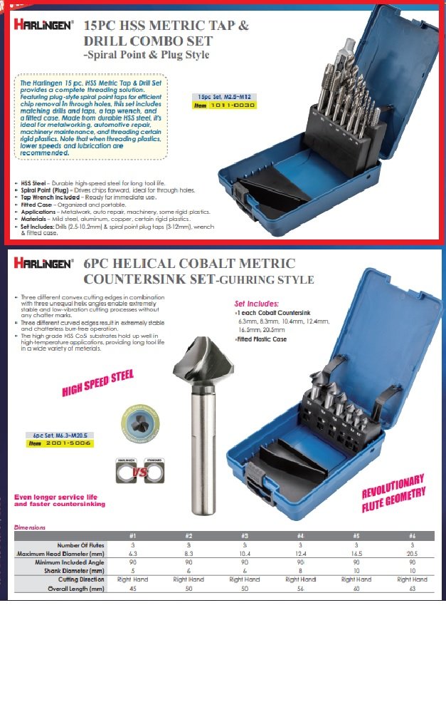 HARLINGEN 15PC MM TAP & DRILL COMBO SET(M3-M12) (1011-0030) - Image 2