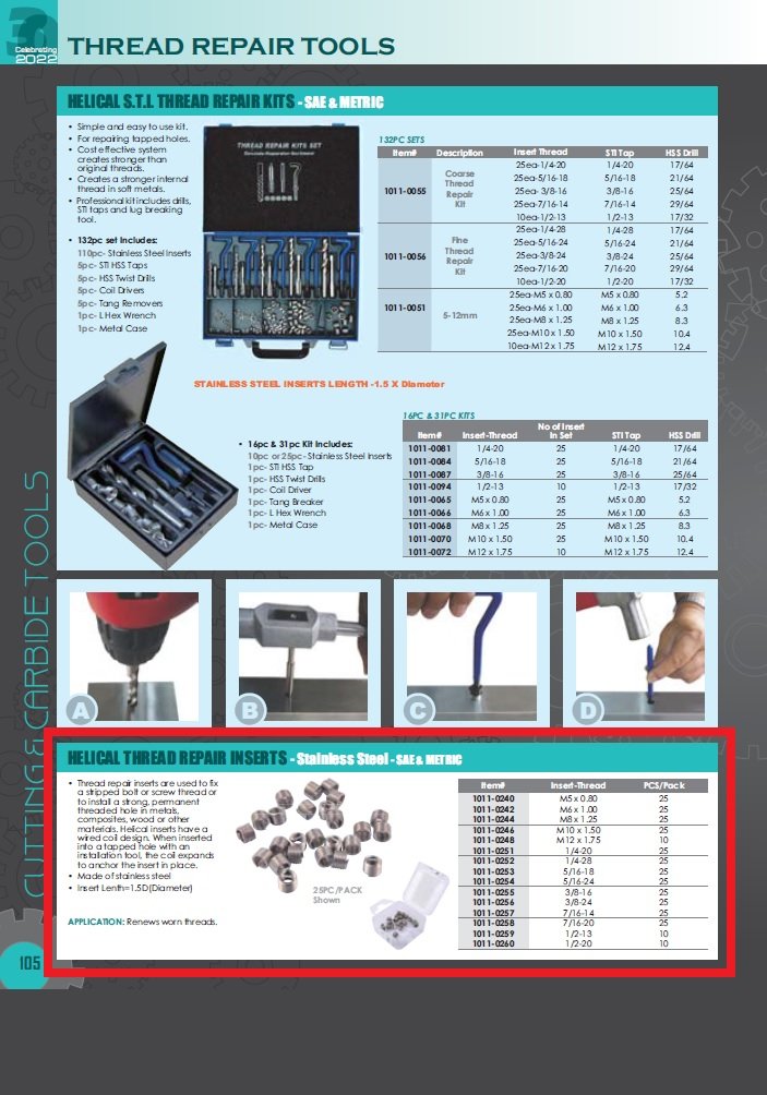 1/4-20 WIRE THREAD INSERTS PACK (1011-0251) - Image 3