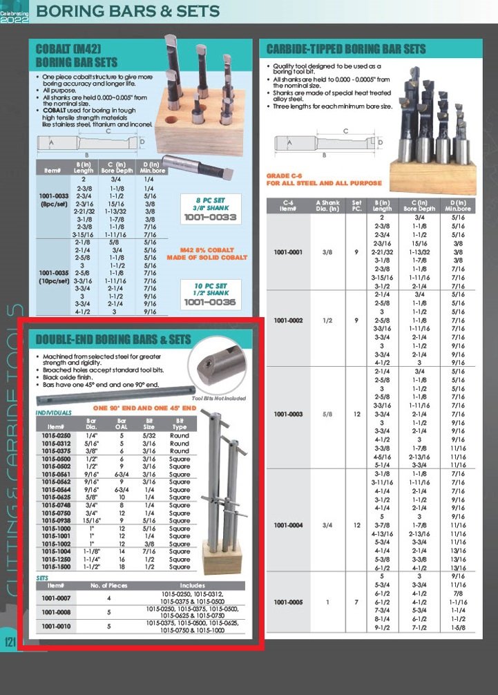 1 X 12 X 3/8 (SQ BIT) INCH DOUBLE END BORING BAR (90/45 DEGREE) (1015-1002) - Image 4