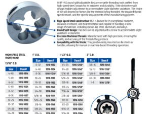 1/2-13 (1-1/2 INCH OD) ADJUSTABLE ROUND SPLIT DIE.LIMITED. (1016-1258)