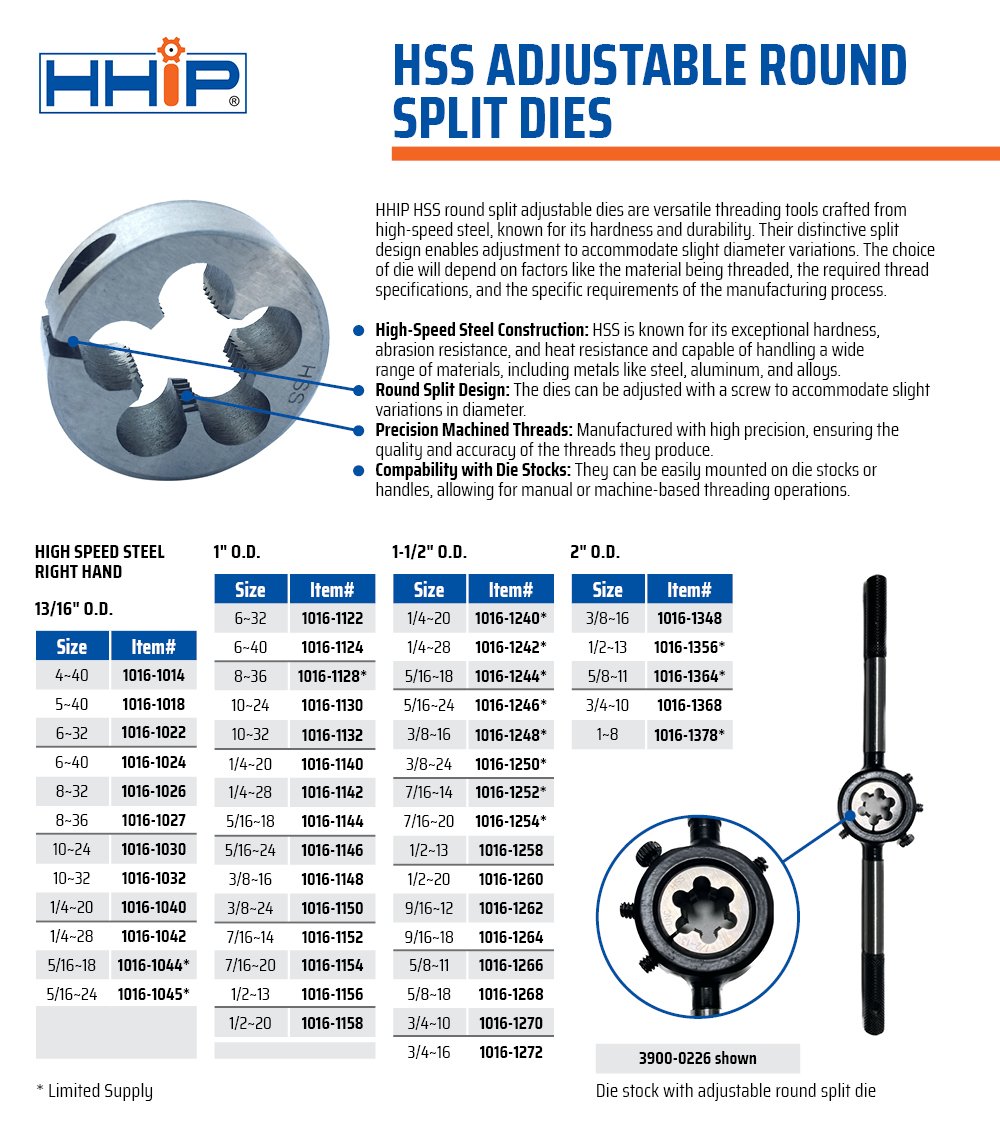 5/16-24 (1 INCH OD) ADJUSTABLE ROUND SPLIT DIE (1016-1146) - Image 5
