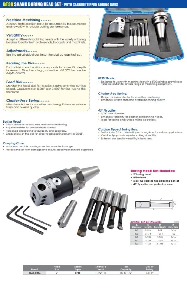 2IN BORING HEAD KIT WITH BT30 SHANK (1061-0096) - Image 3