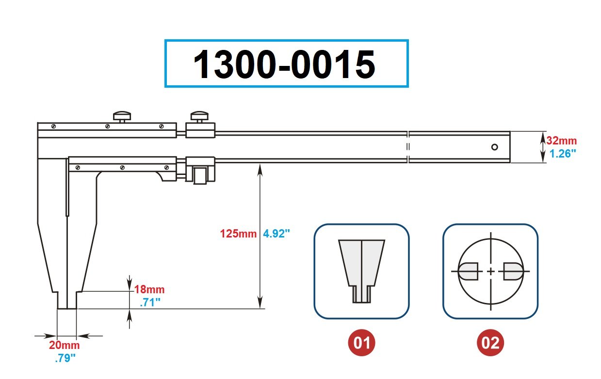 DASQUA 0-1000MM/0-40 INCH JAW LENGTH 125MM VERNIER CALIPER FINE ADJUSTMENT (1300-0015) - Image 6
