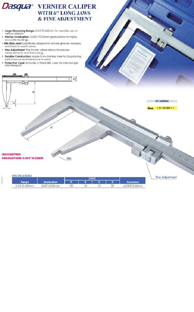 24 INCH/600MM LONG JAW 6IN VERNIER CALIPER (1310-0011) - Image 3