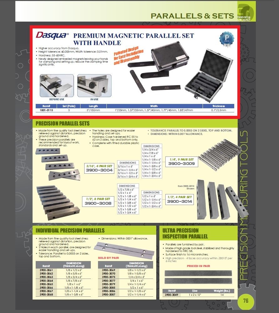 DASQUA LENGTH 150MM X WIDTH 2.5MM 5 PIECE PREMIUM MAGNETIC PARALLEL SET (1801-0115) - Image 5