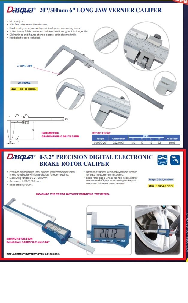 DASQUA 0-3.2 INCH BRAKE ROTOR GUAGE WHEELS ON ELECTRONIC CALIPER (1804-1030) - Image 7