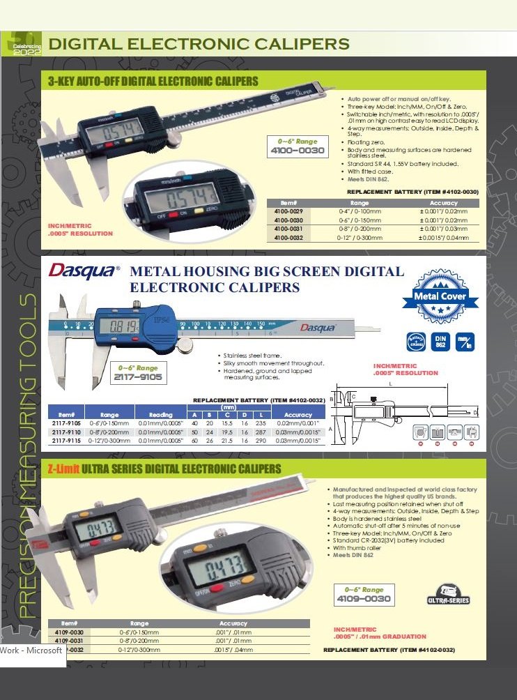 DASQUA 0-150MM/0-6 INCH DIGITAL CALIPER (1804-1065) - Image 9
