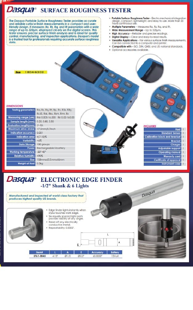 Dasqua Precision Surface Roughness Tester | ISO & DIN Compliant | 320μm Range (1804-6302) - Image 6