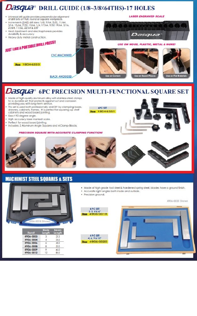 DASQUA 6PC PRECISION SQUARE KIT (2 SQUARE 4 CLAMPS) (1804-6551) - Image 7