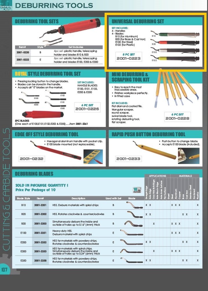 8 PIECE UNIVERSAL DEBURRING SET (2001-0223) - Image 2