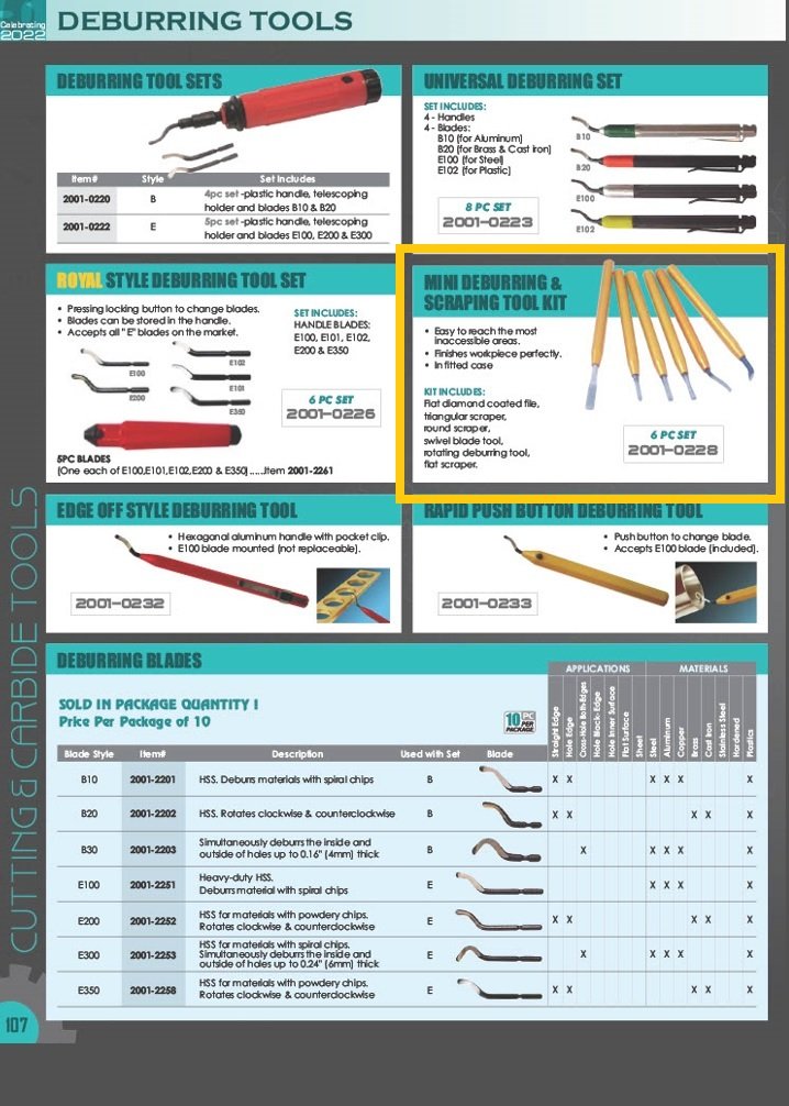 6 PIECE MINI DEBURRING & SCRAPING TOOL KIT (2001-0228) - Image 2
