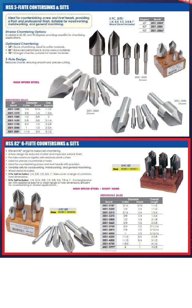 5/8" 82 DEGREE 6 FLUTE HIGH SPEED STEEL CHATTERLESS COUNTERSINK (2001-3625) - Image 2