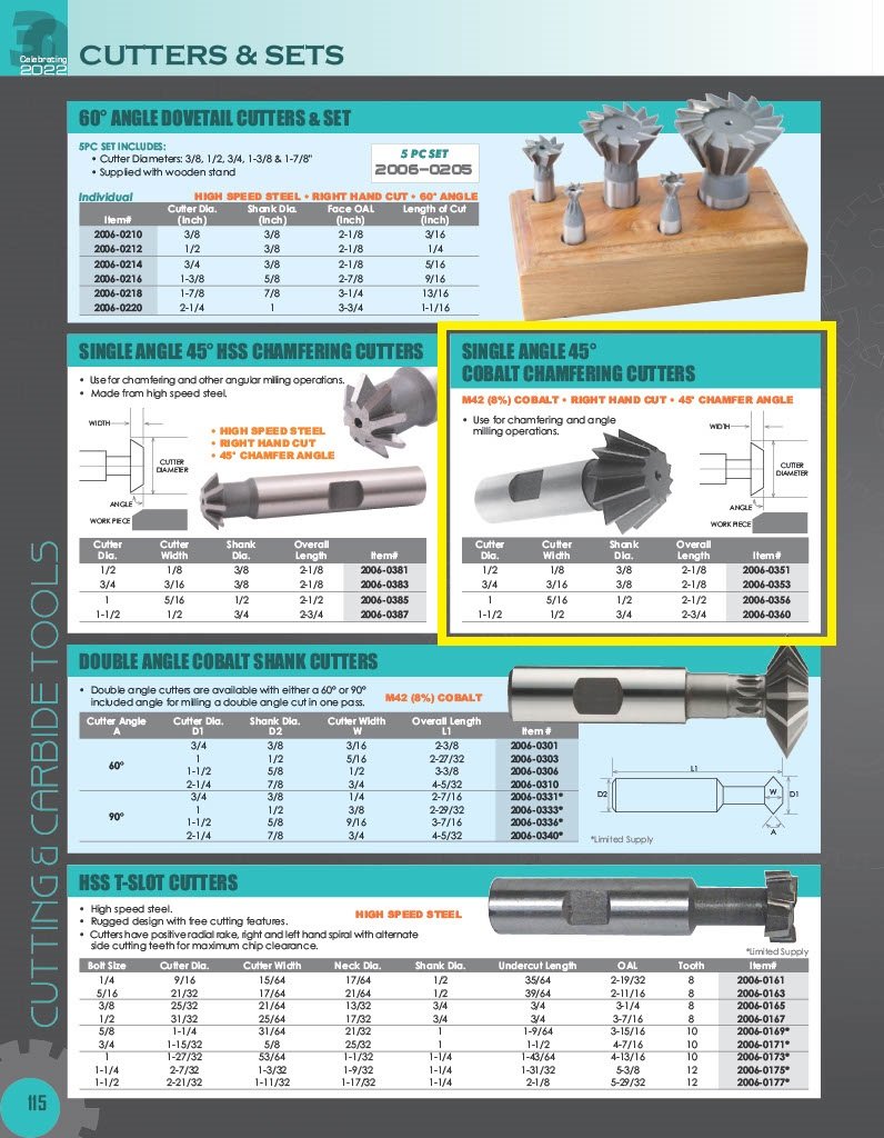1-1/2 X 1/2 X 3/4 X 2-3/4 45 DEG M42 COBALT SINGLE ANGLE CHAMFER CUTTER (2006-0360) - Image 3