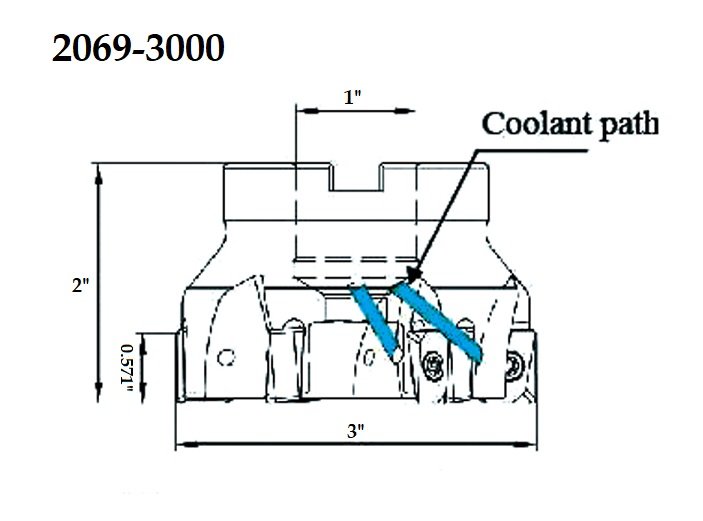 3" X 1 BORE 90 DEGREE COOLANT-THRU FACE MILL (2069-3000) - Image 4