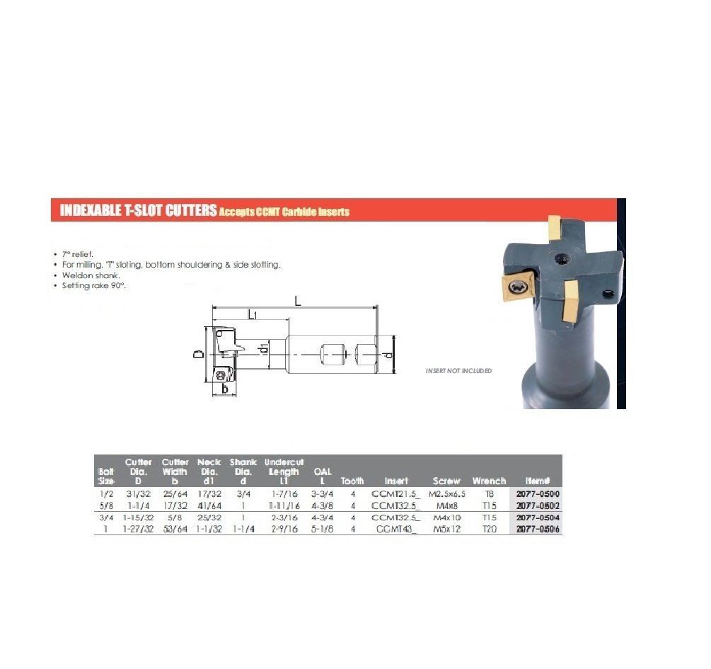 5/8 X 1-1/4 X 31/64 X 1 INDEXABLE T-SLOT CUTTER (2077-0502) - Image 7