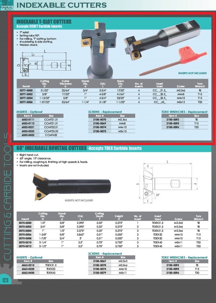 5/8 X 1-1/4 X 31/64 X 1 INDEXABLE T-SLOT CUTTER (2077-0502) - Image 8