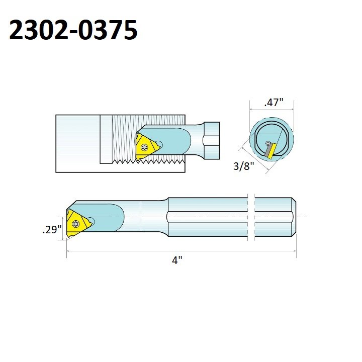 SIR0375H11 INTERNAL INDEXABLE THREADING TOOL HOLDER (2302-0375) - Image 3
