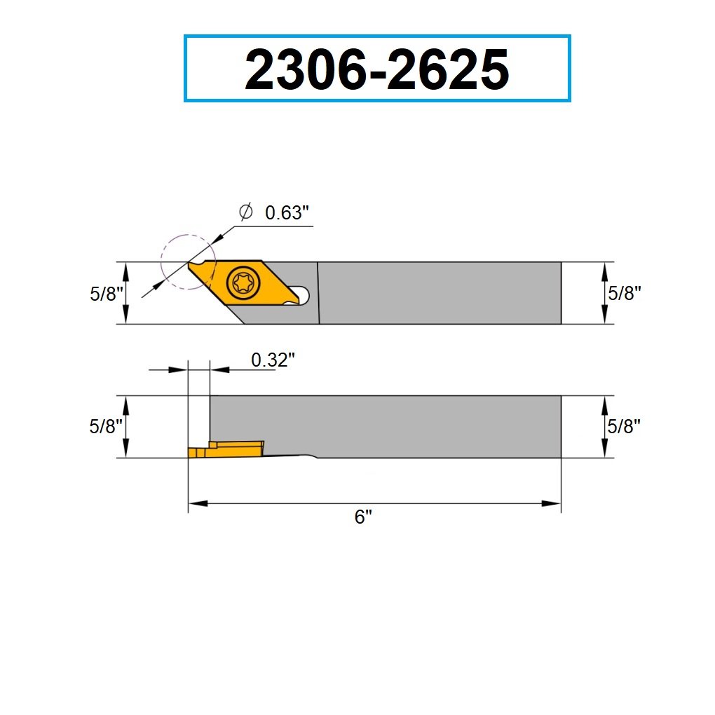 5/8" RIGHT HAND EXTERNAL TKEHR10-16D GROOVING & CUT-OFF HOLDER (2306-2625) - Image 4