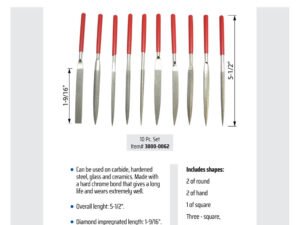 10 PIECE MEDIUM COARSE DIAMOND NEEDLE FILE SET (3000-0062)