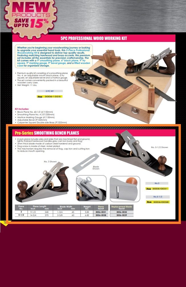 PRO-SERIES REPLACEMENT BLADE FOR PRO-SERIES NO. 3 BENCH PLANE (3006-0032) - Image 2