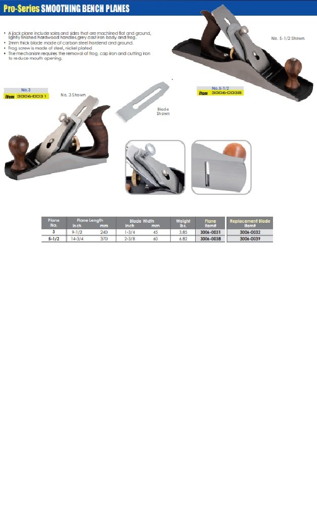 PRO-SERIES NO. 3 SMOOTHING BENCH PLANE (3006-0031) - Image 9
