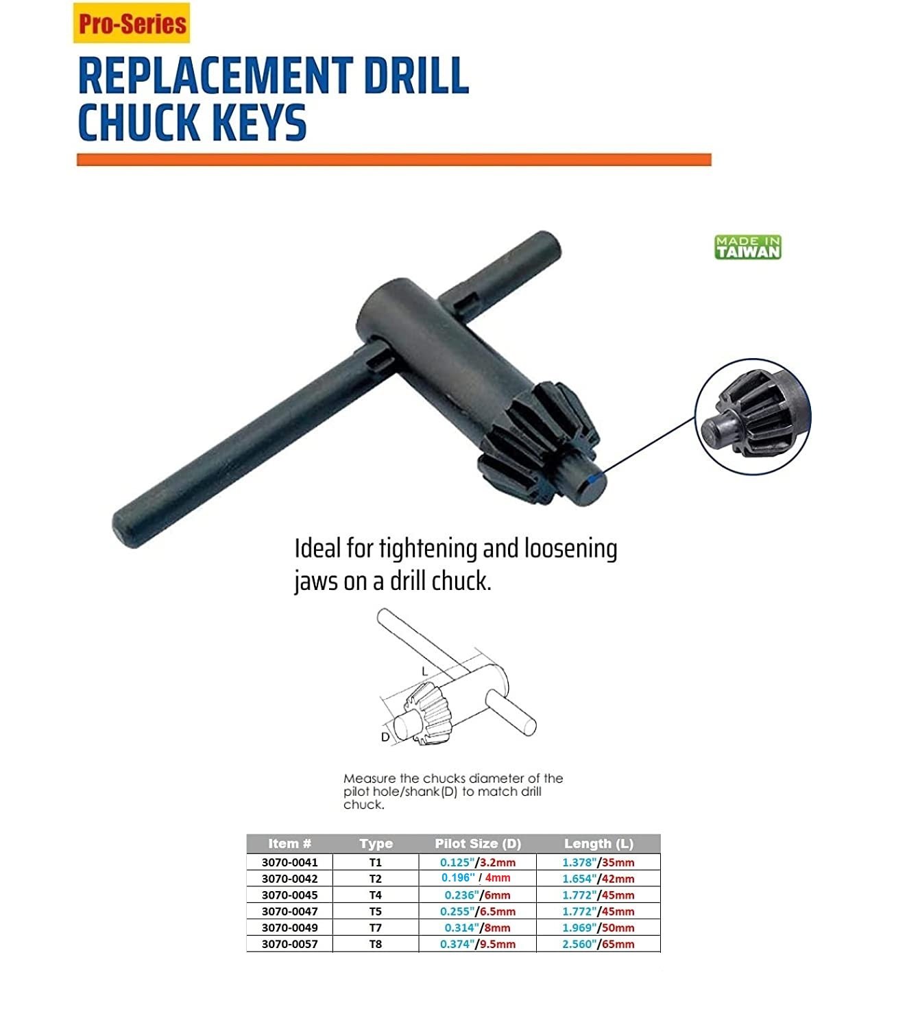 SMALL 4-IN-1 K1-4 DRILL CHUCK KEY (3070-0048) - Image 5