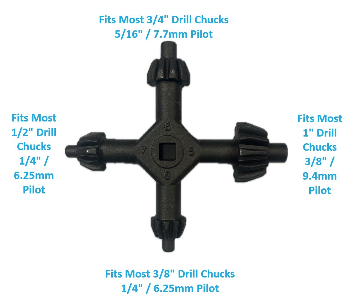 SMALL 4-IN-1 K1-4 DRILL CHUCK KEY (3070-0048) - Image 2