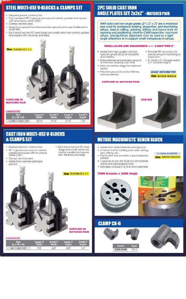 HHIP 1-5/8 X 1-1/4 X 1-1/4 STEEL MULTI-USE V-BLOCKS & CLAMPS SET (3402-0111) - Image 3
