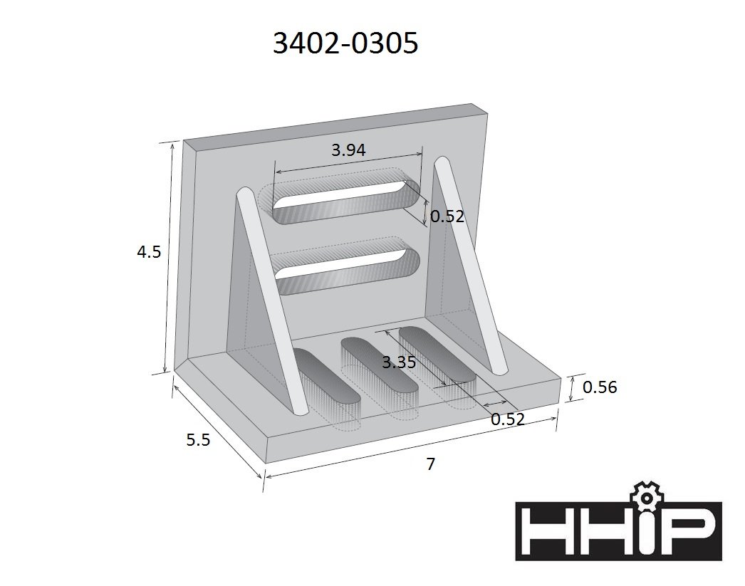 7 X 5-1/2 X 4-1/2" WEBBED SLOTTED ANGLE PLATE (3402-0305) - Image 3