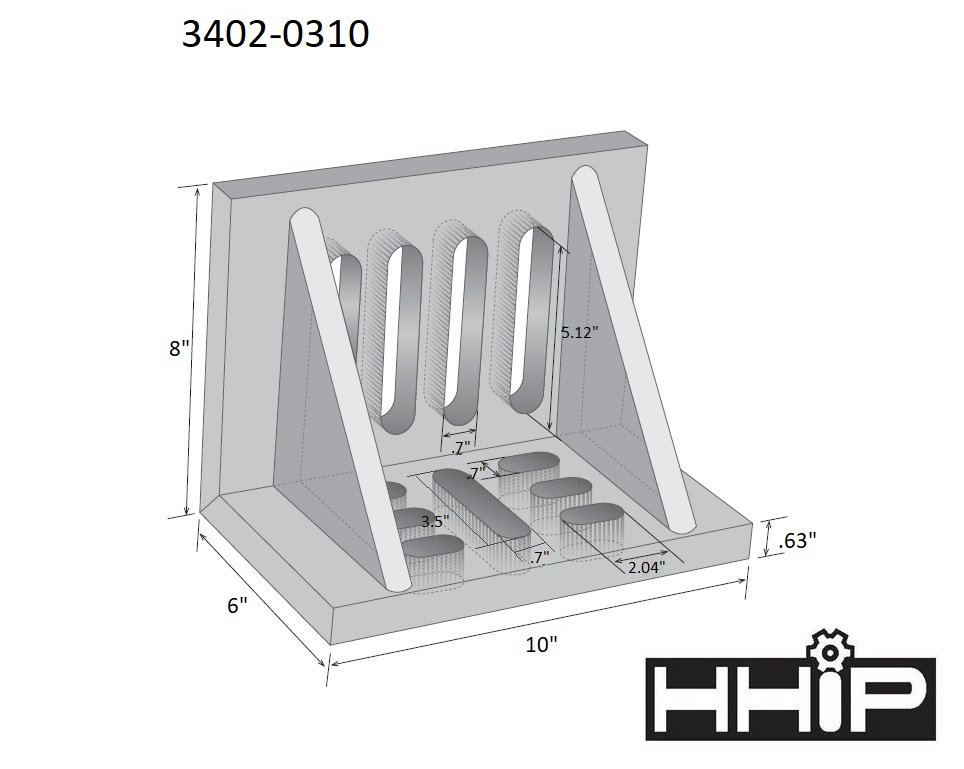 10 X 8 X 6" WEBBED SLOTTED ANGLE PLATE (3402-0310) - Image 2