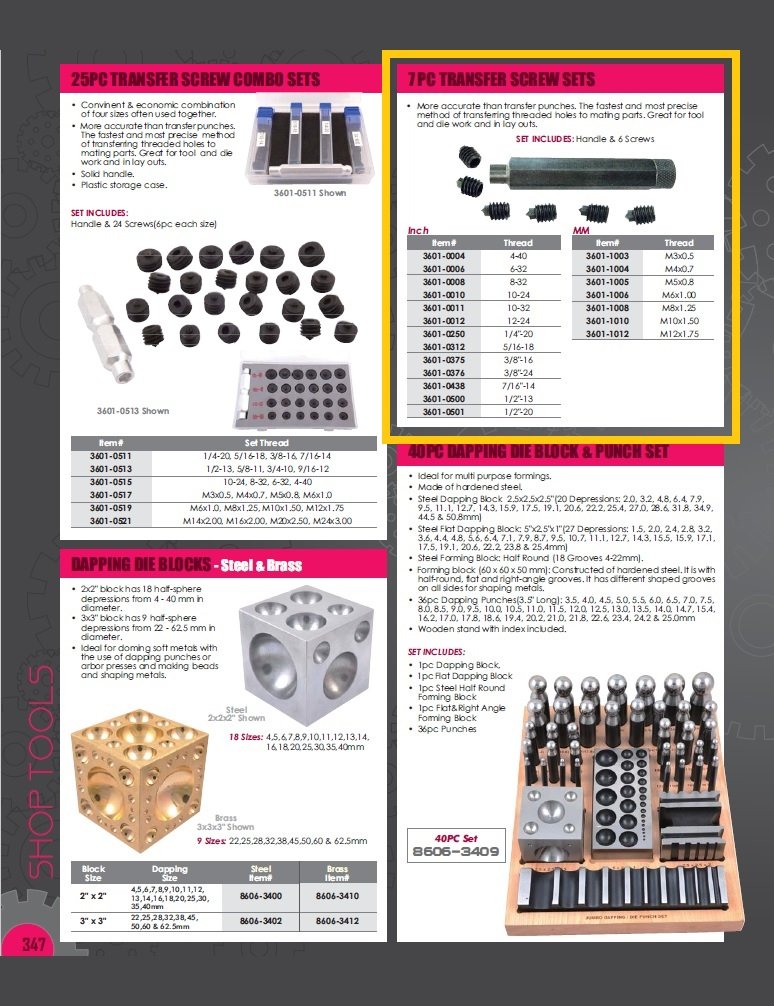 7 PIECE TRANSFER SCREW SET 12-24 (3601-0012) - Image 7