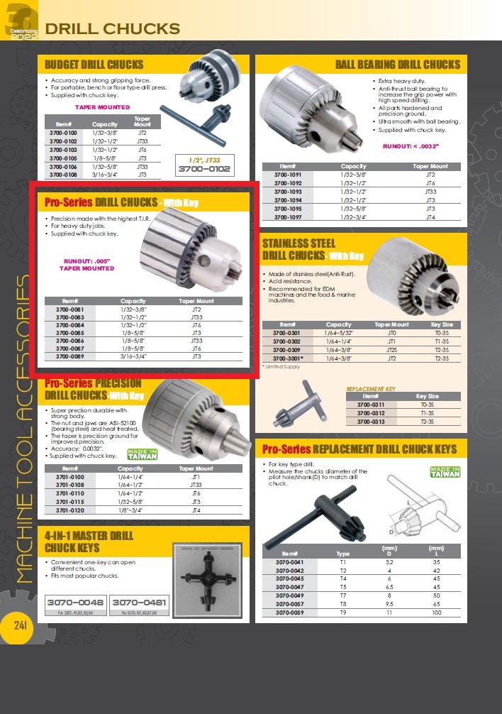 1/32-1/2" JT33 PRO QUALITY DRILL CHUCK WITH KEY (3700-0083) - Image 7